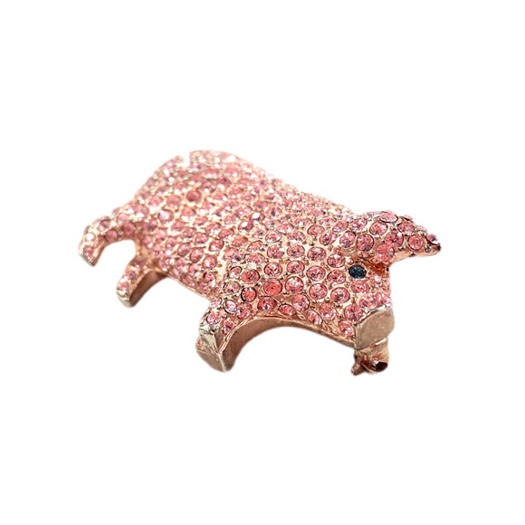 VTG Carolee Pink Swarovski Pig Brooch Pin Set - Picture 3 of 11